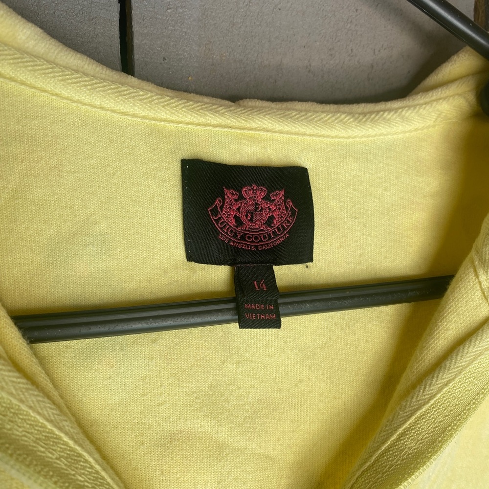 Juicy Couture Velvet Tracksuit Jacket US Youth 14 Yellow Floral - Picture 5 of 7